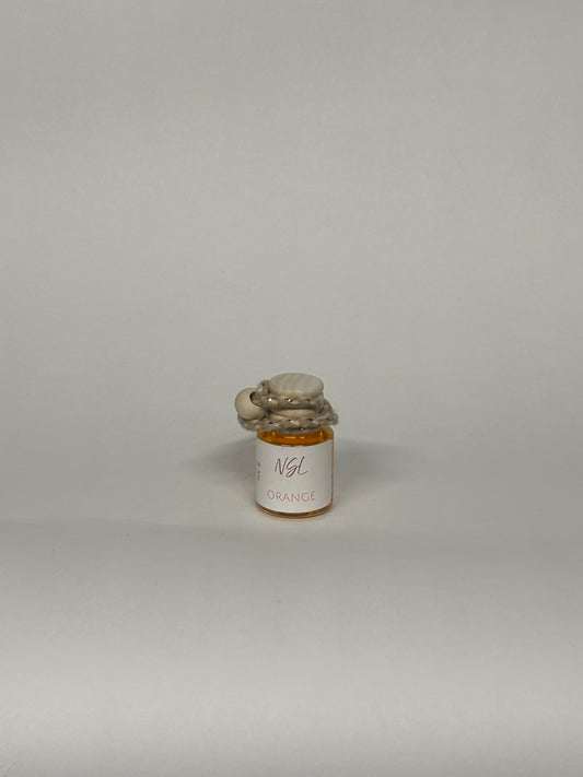 Orange hanging diffuser with a white background