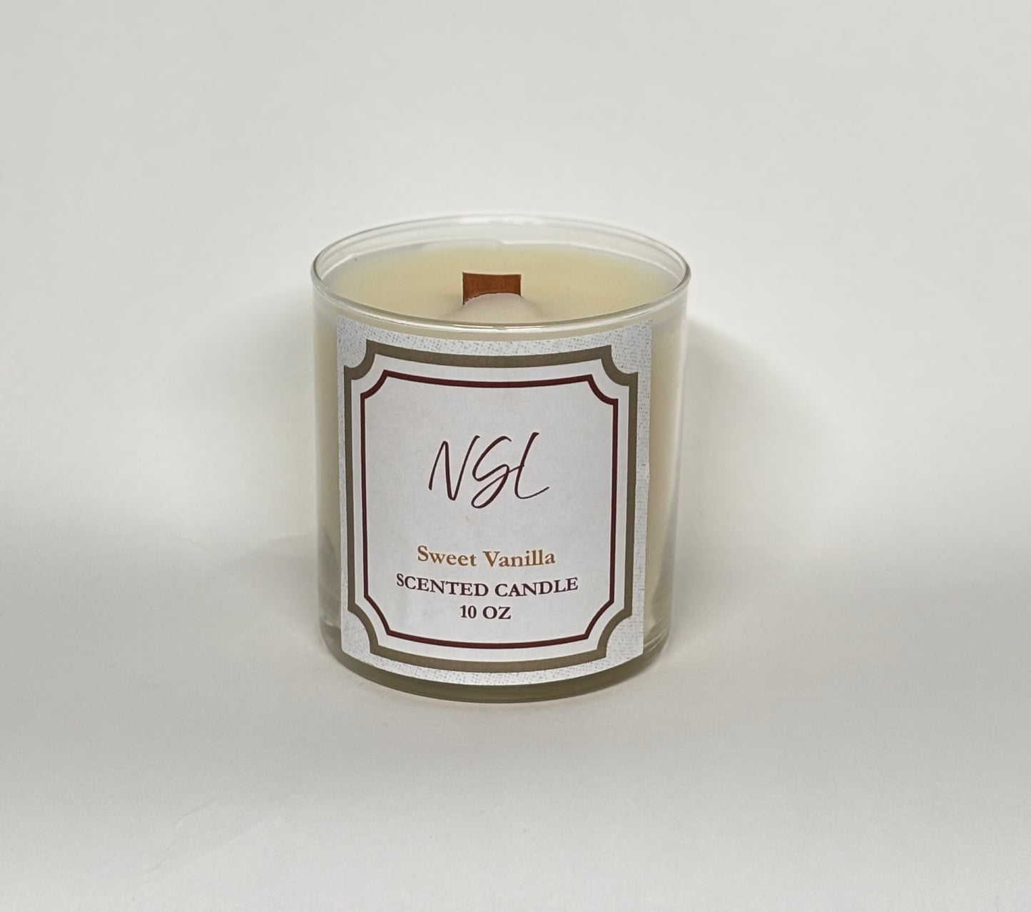 10oz wood wick sweet vanilla candle