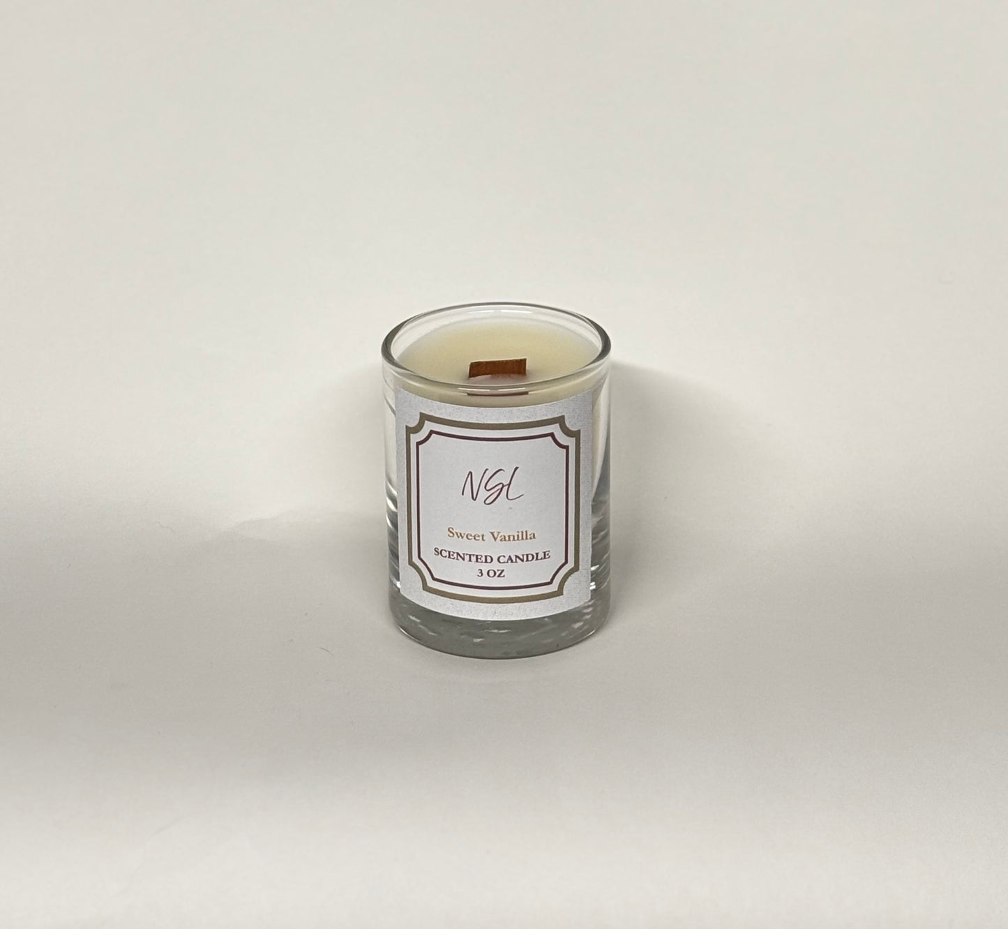 3oz wood wick sweet vanilla candle