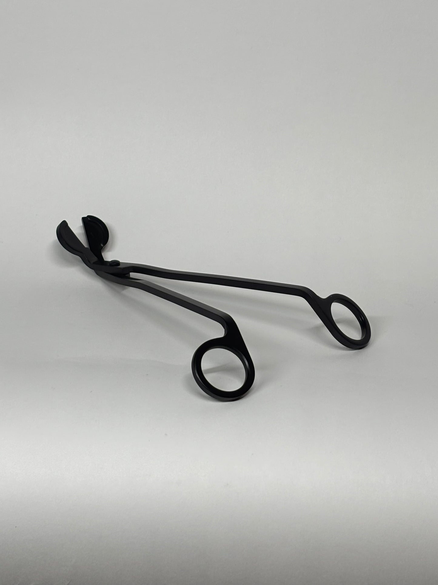 Matte black stainless steel candle wick trimmers open